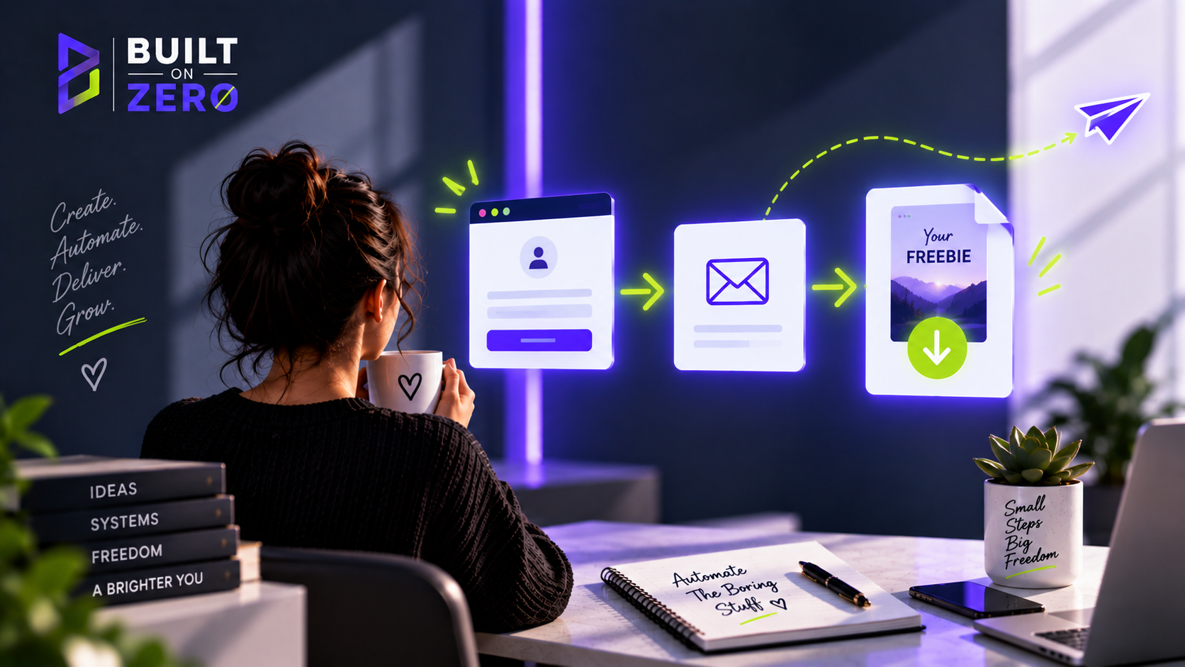 How to Deliver a Freebie Automatically With Systeme.io automation workspace flow